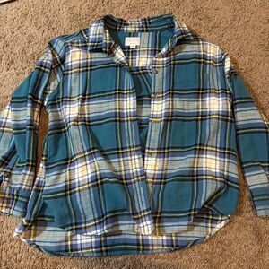 American Eagle Outfitters women Plaid Shirt in Blue and Yellow